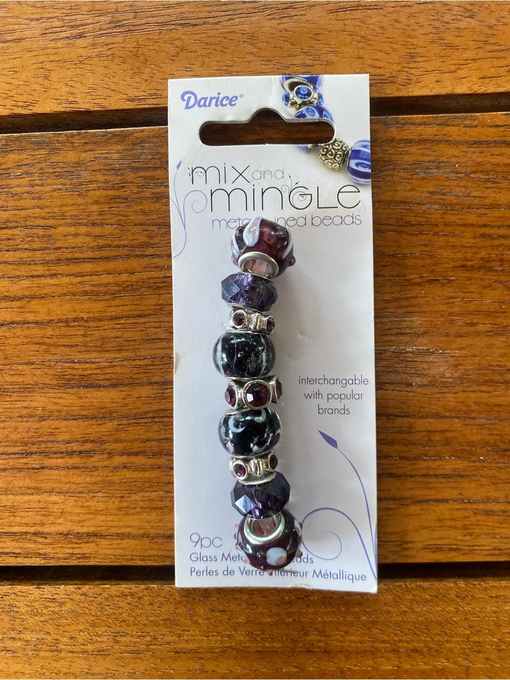 Darice White and Purple Mix and Mingle Bead Card